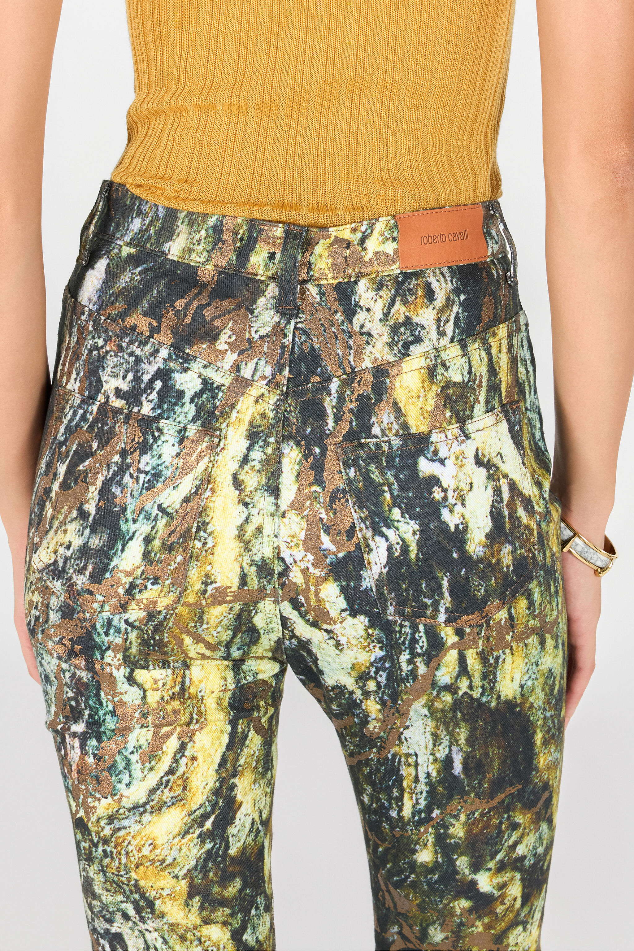 RC Skinny trousers with Marble print Dark green TWJ233-DAN35