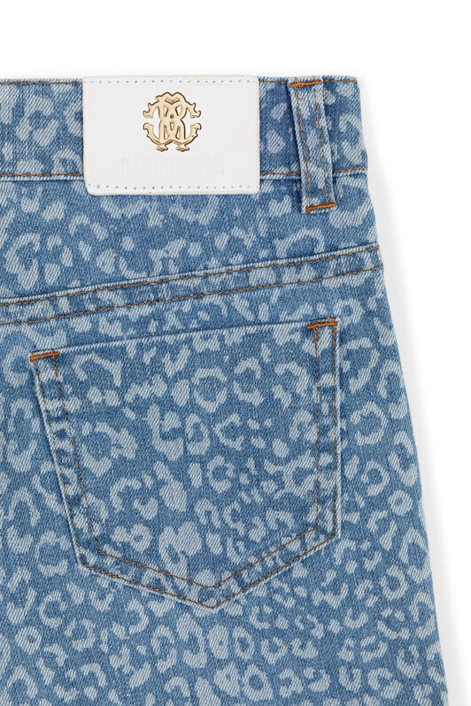 JU Leopard-Print Denim Shorts Azul claro MJJ200-VH032