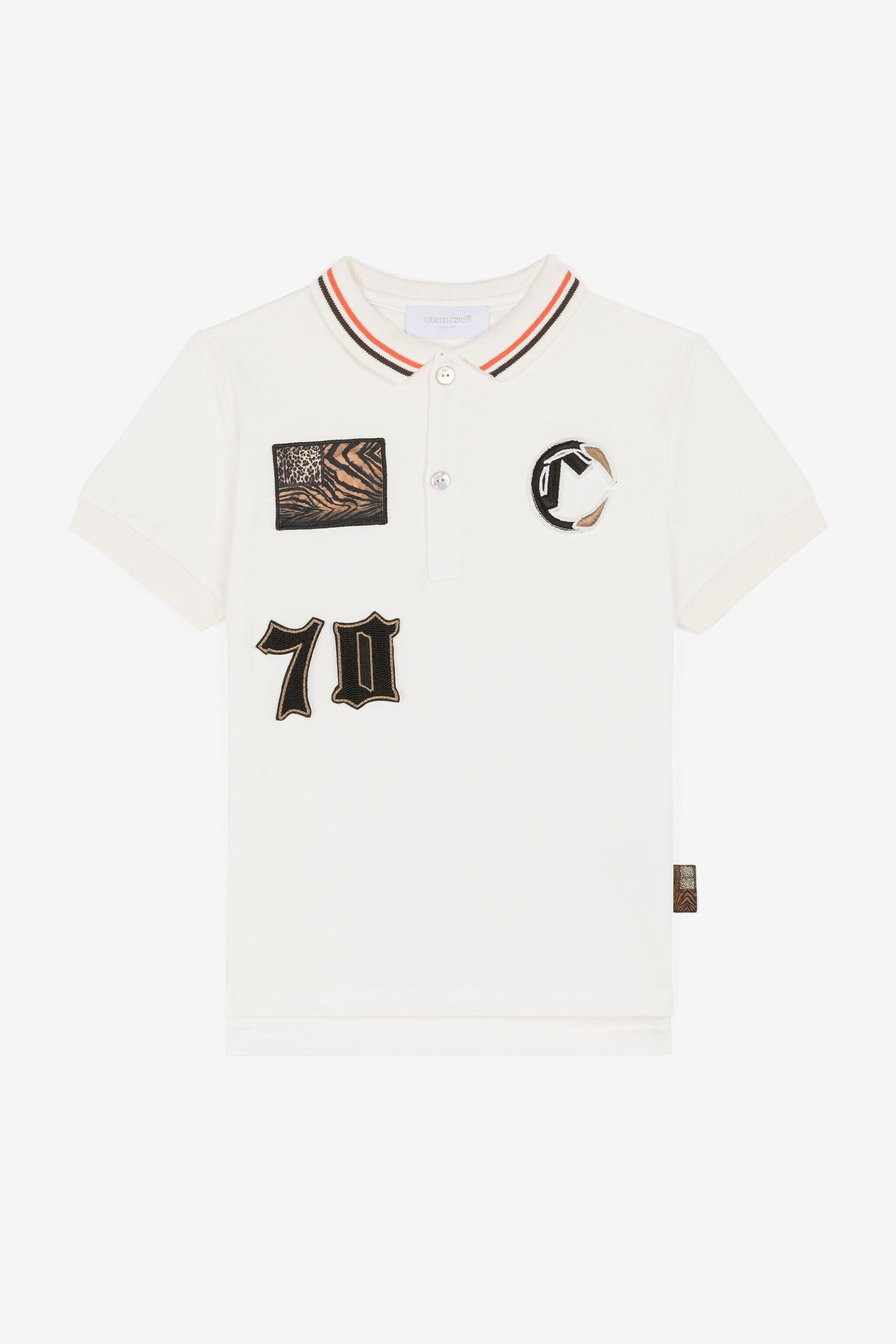 JU T-Shirt mit animalischem Patchwork-Aufdruck Weiß OJT716-ISA2J