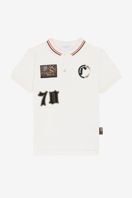 JU Animalier Patchwork-Print Appliqué Polo Shirt JU Animalier Patchwork-Print Appliqué Polo Shirt White OJT716-ISA2J