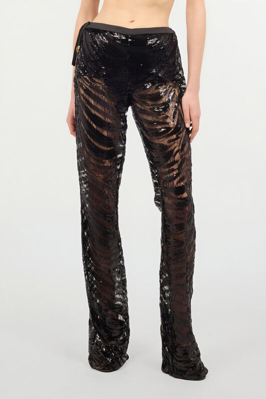 JC Flared Pants With Zebra Pattern And Sequins Black UFT083-UF122