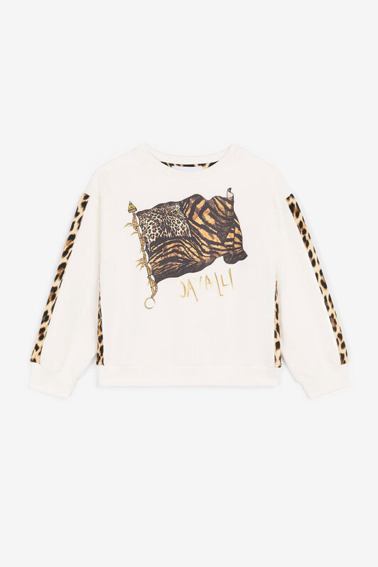 JU Animalier Patchwork-Print Logo Sweatshirt JU Animalier Patchwork-Print Logo Sweatshirt White OJT958-ISA2J