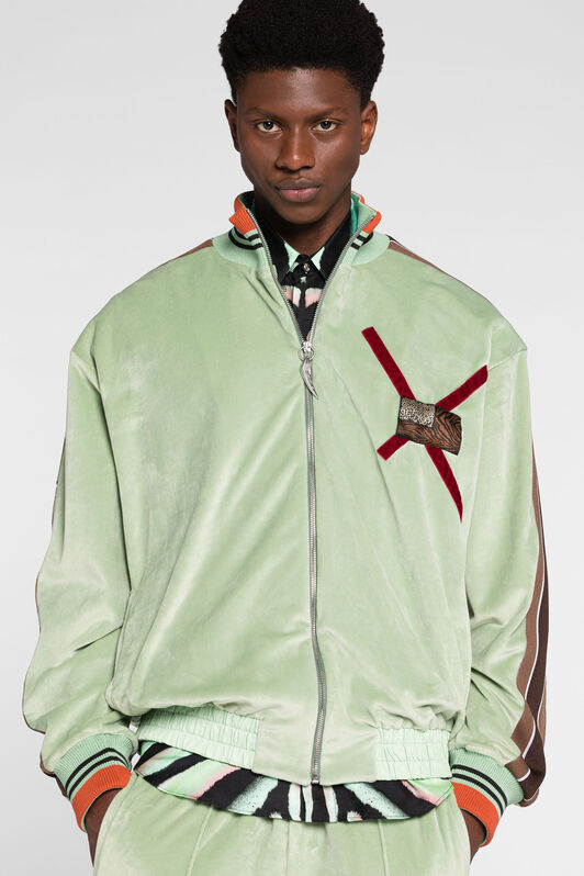 RC Animalier Patchwork-Print Appliqué Track Jacket RC Animalier Patchwork-Print Appliqué Track Jacket Light green ORT85E-CJ019