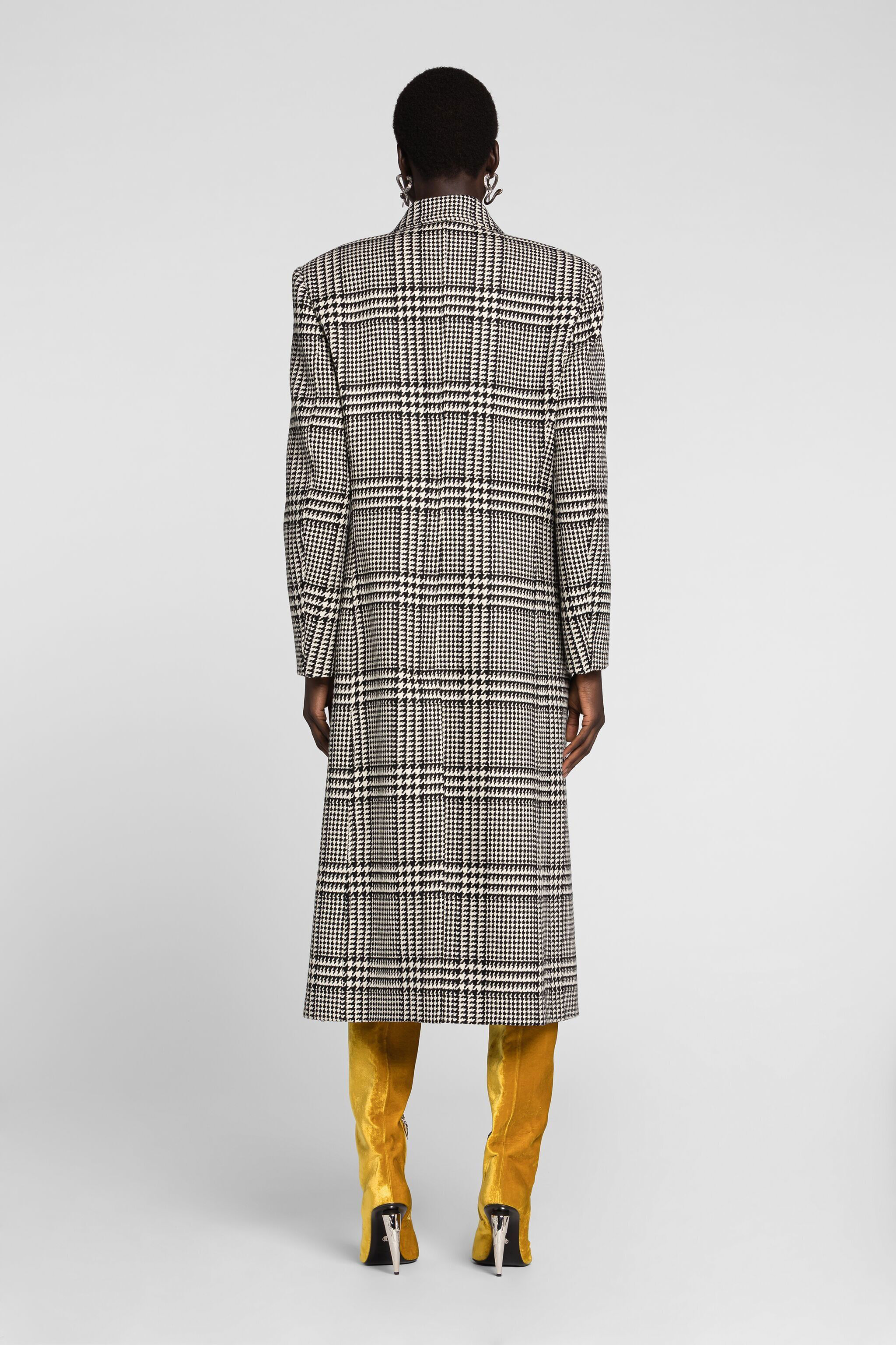 RC Houndstooth Double-Breasted Coat Black/White PKT503-GA007
