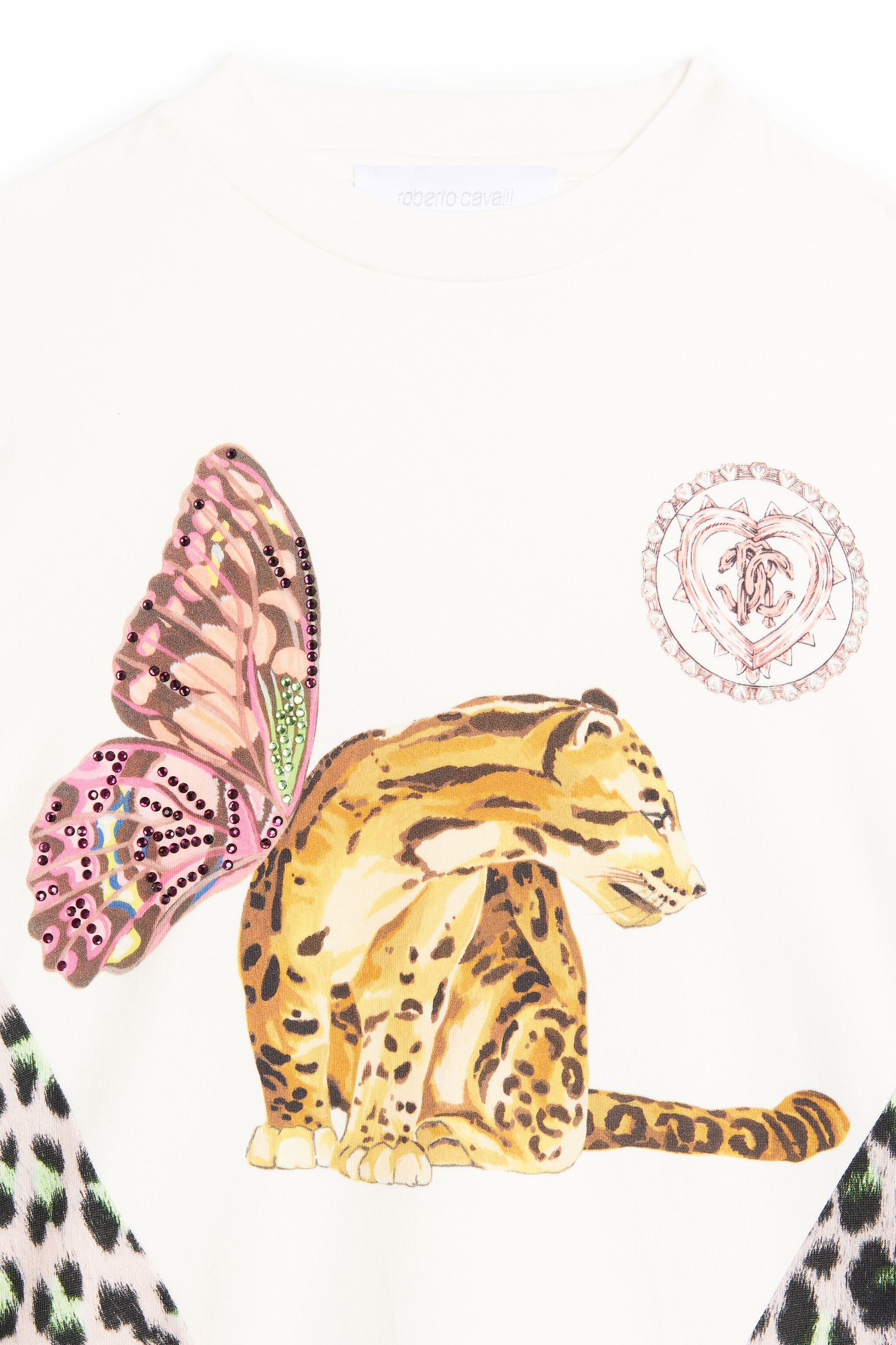 JU Leopard-print panelled sweatshirt MILKY WHITE LJT600-JV025