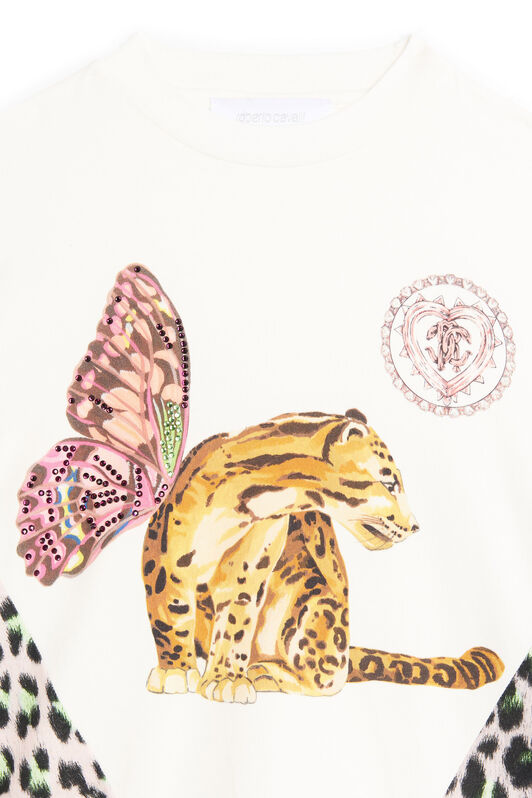 JU Leopard-print panelled sweatshirt JU Leopard-print panelled sweatshirt MILKY WHITE LJT600-JV025