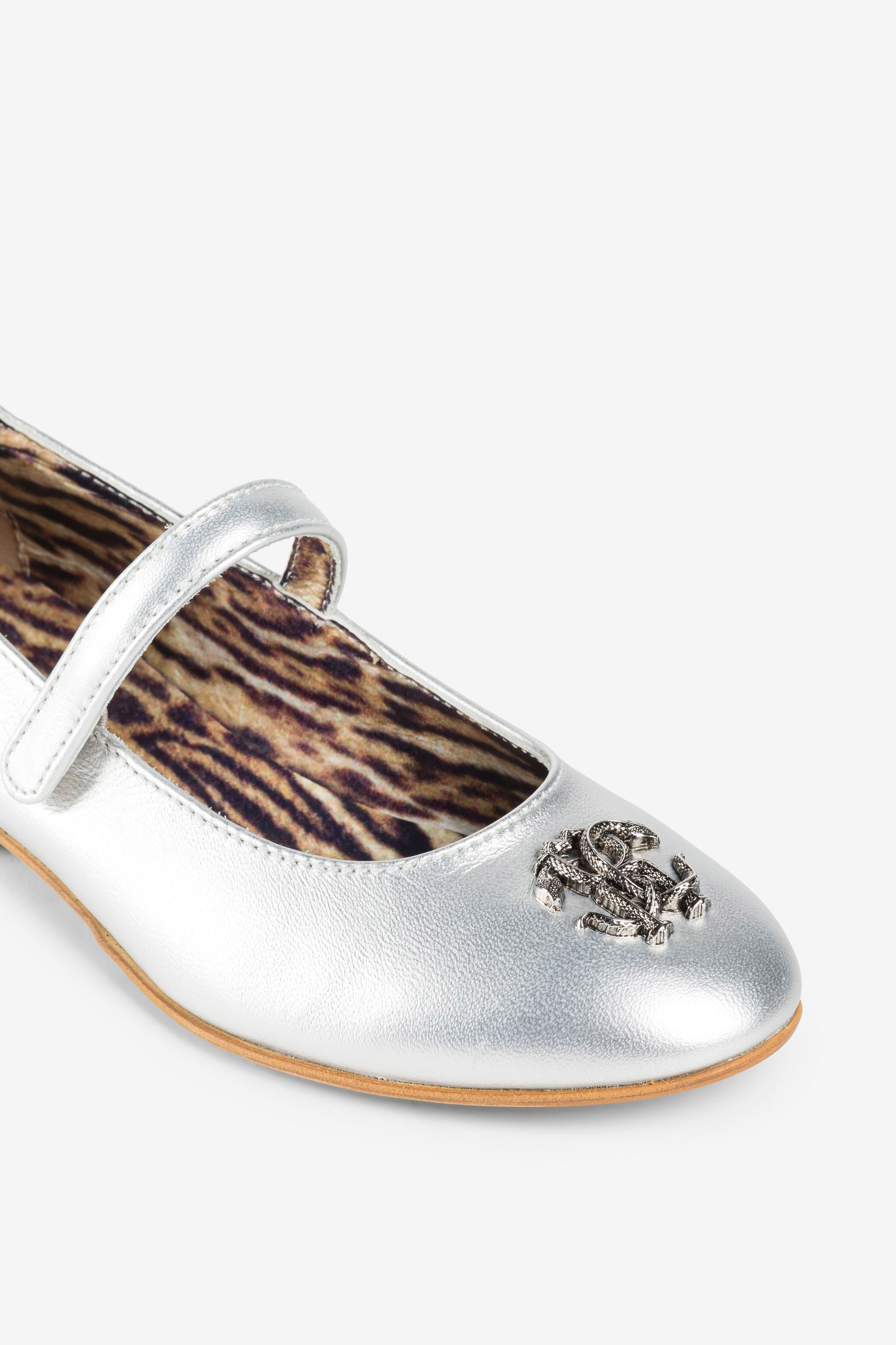 JU Ballerine con placca logo ARGENTO PJS047-PM243