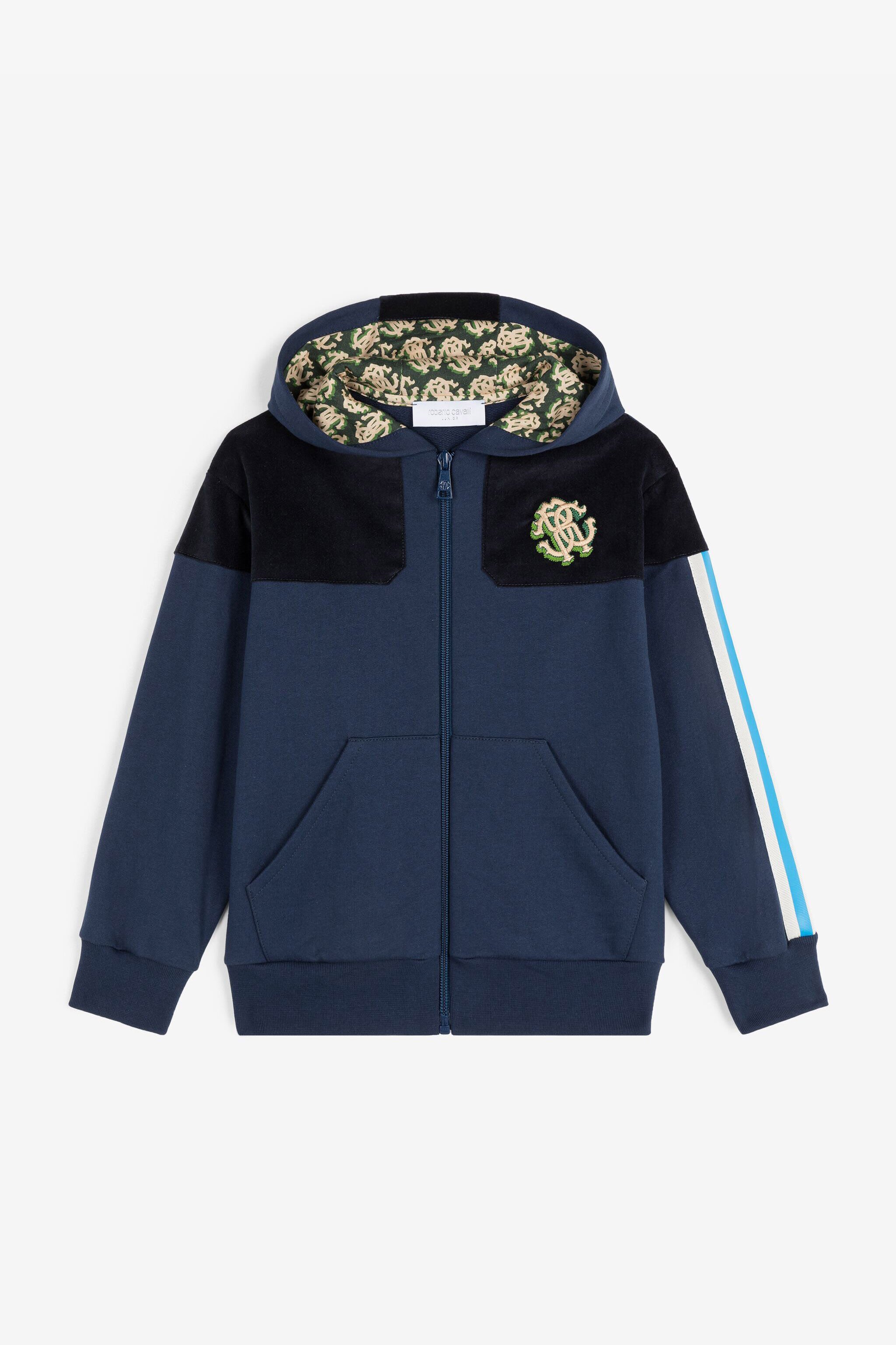 JU RC Monogram-Embroidered Zip Hoodie Dark blue RJT90P-CF050