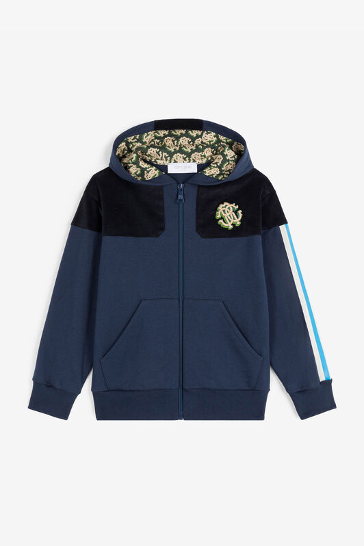 JU RC Monogram-Embroidered Zip Hoodie JU RC Monogram-Embroidered Zip Hoodie Dark blue RJT90P-CF050