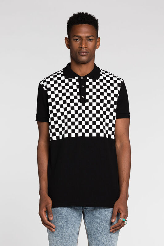 RC Checked Cotton Polo Shirt Black/White RRT64D-KB002
