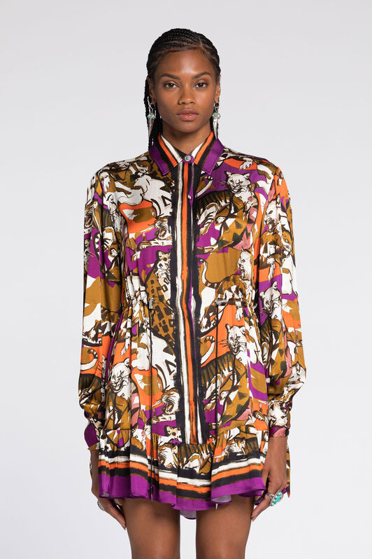 RC Animal-Print Shirt Dress RC Animal-Print Shirt Dress Purple RKT115-SZH06