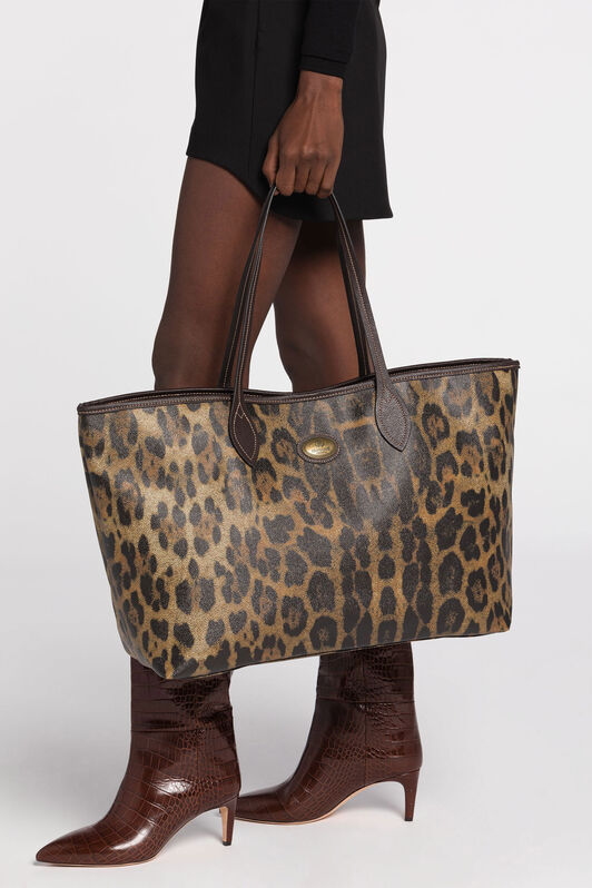 RC Leopard-Print Large Tote Bag Brown/Black JSB001-ABO01