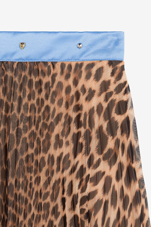 JU Pleated Leopard-Print Skirt JU Pleated Leopard-Print Skirt Light brown OJT316-CC131