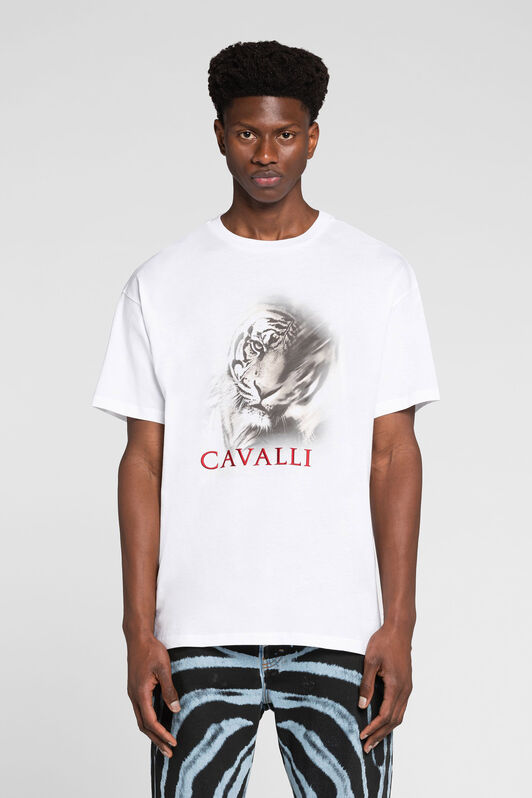 RC Tiger-Print Cotton T-Shirt White ORT61K-JD060