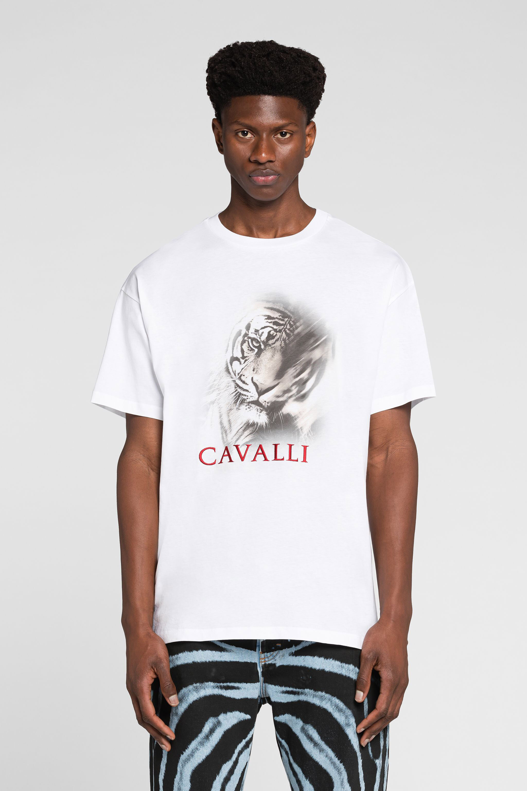 RC Tiger-Print Cotton T-Shirt White ORT61K-JD060
