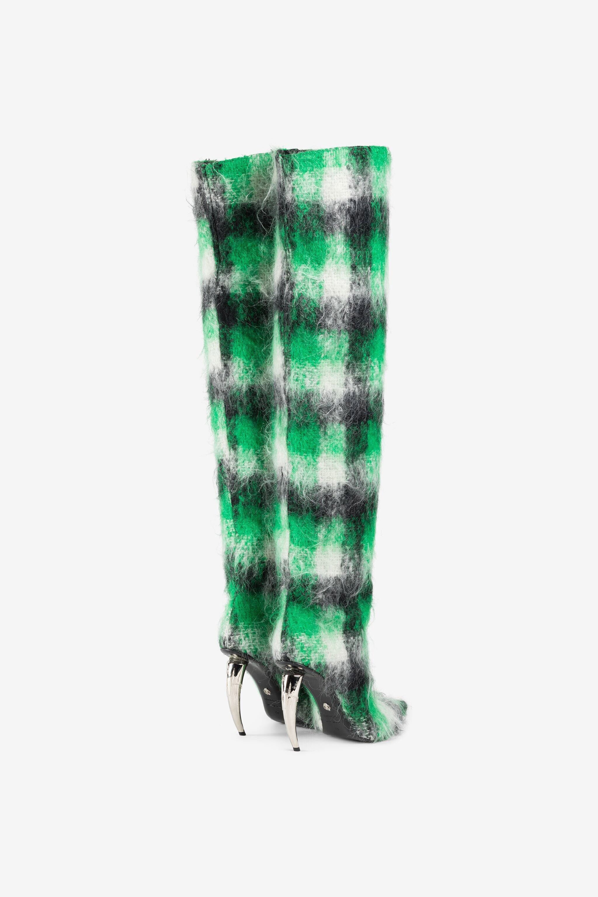 RC Tartan Thigh-High Boots Light green PWS002-GA079