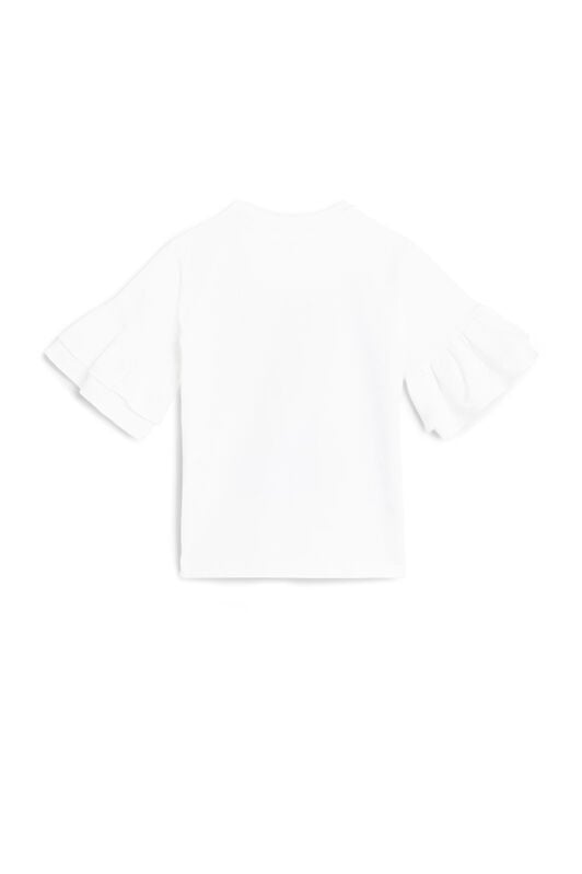 JU T-shirt con ruches e stampa Leopard MILKY WHITE JJT608-JV025