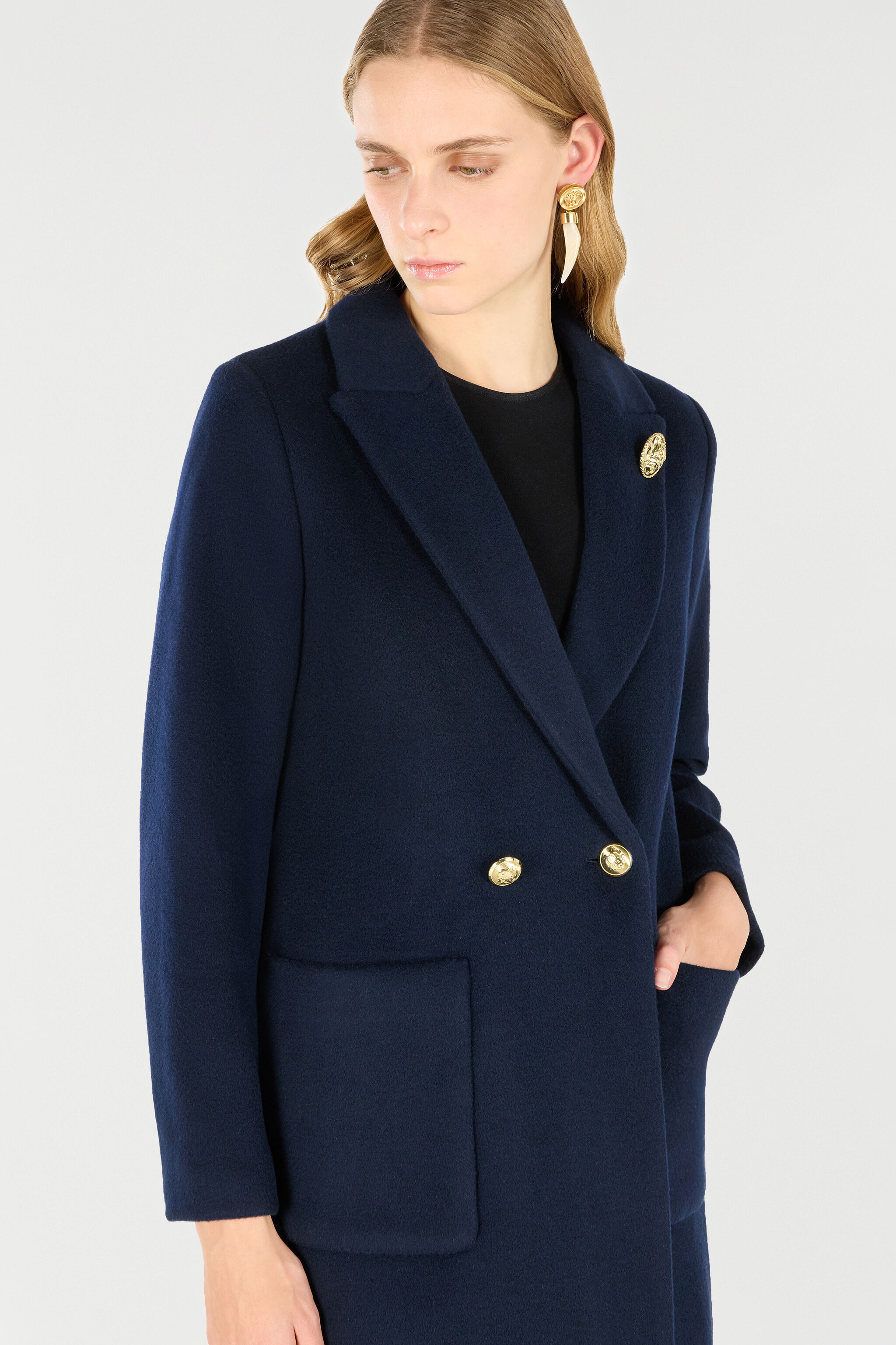RC Cappotto Blu in Lana Cashmere Blu scuro OOT50C-WH016