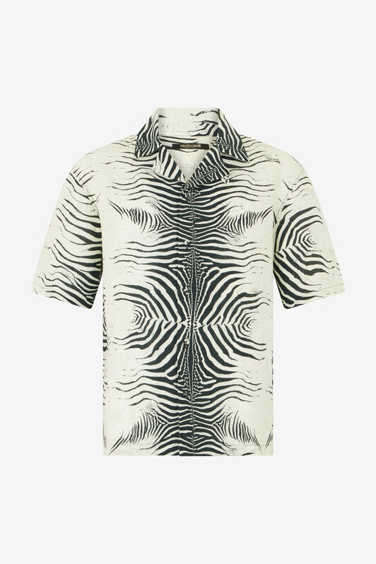 RC Linen Shirt With Mini Zebra Print Black/White URT761-3HN49