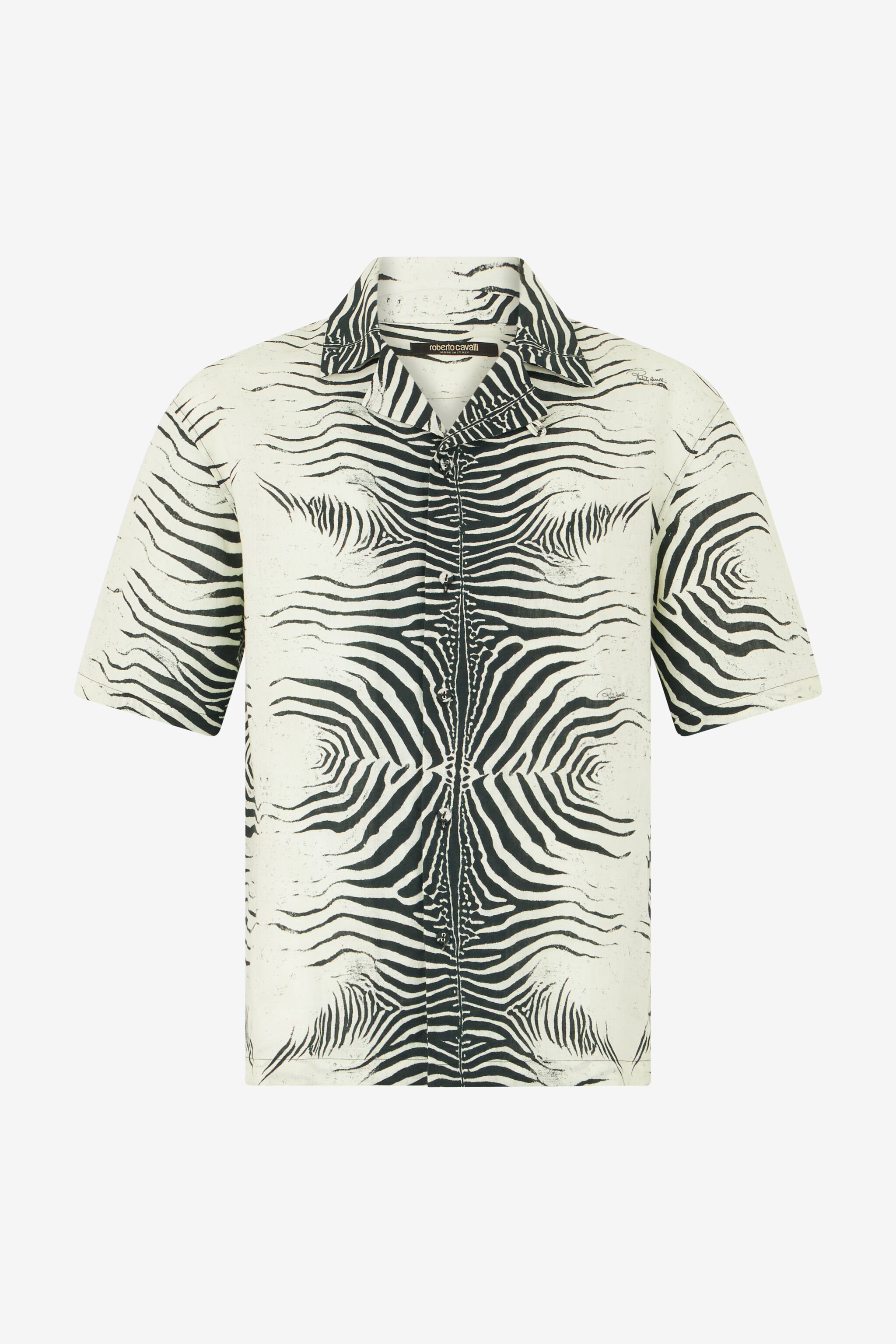 RC Linen Shirt With Mini Zebra Print Black/White URT761-3HN49