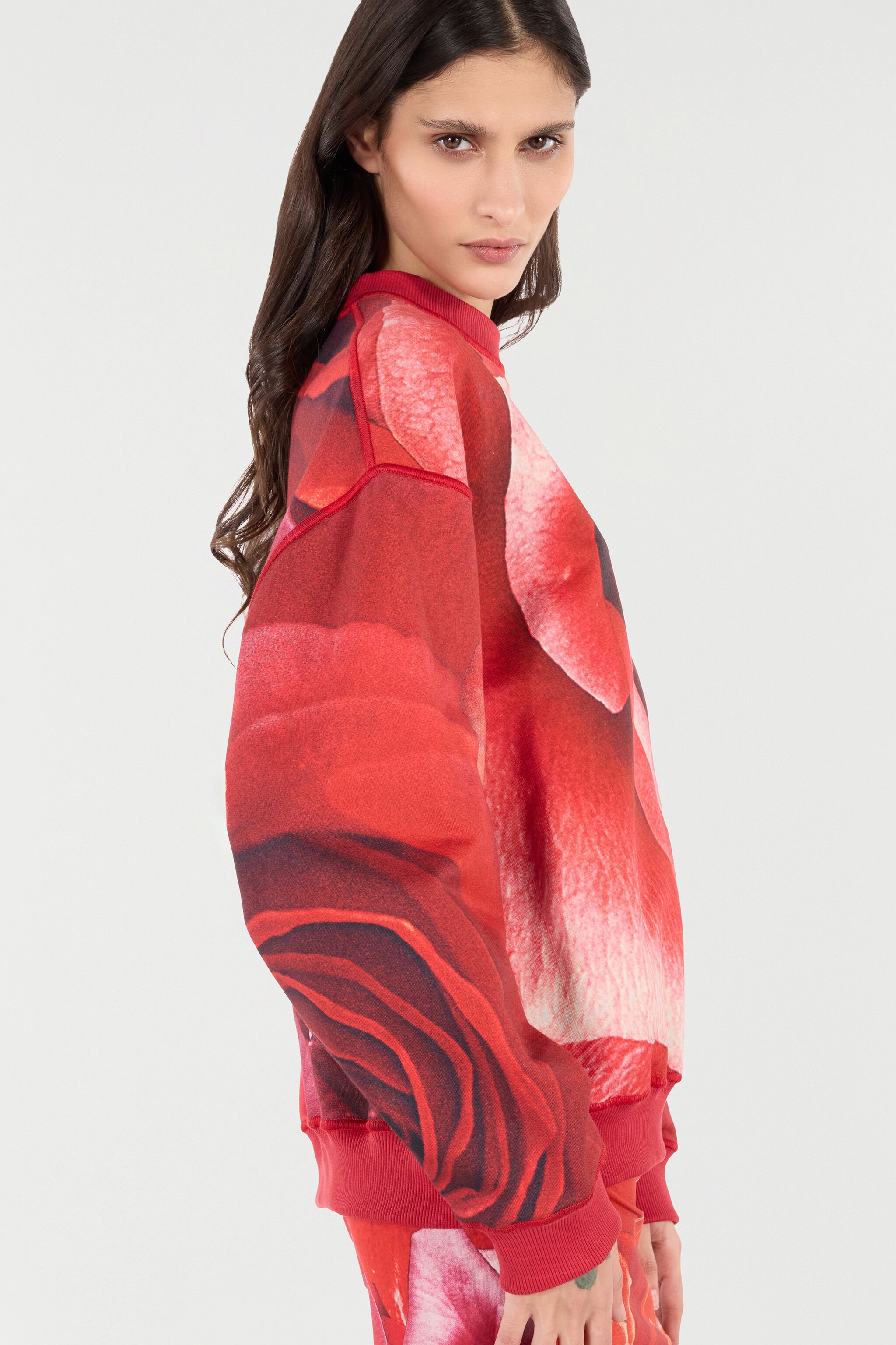 RC Sweatshirt Mit Maxi-Print Rose Rot UKT67B-HUN48