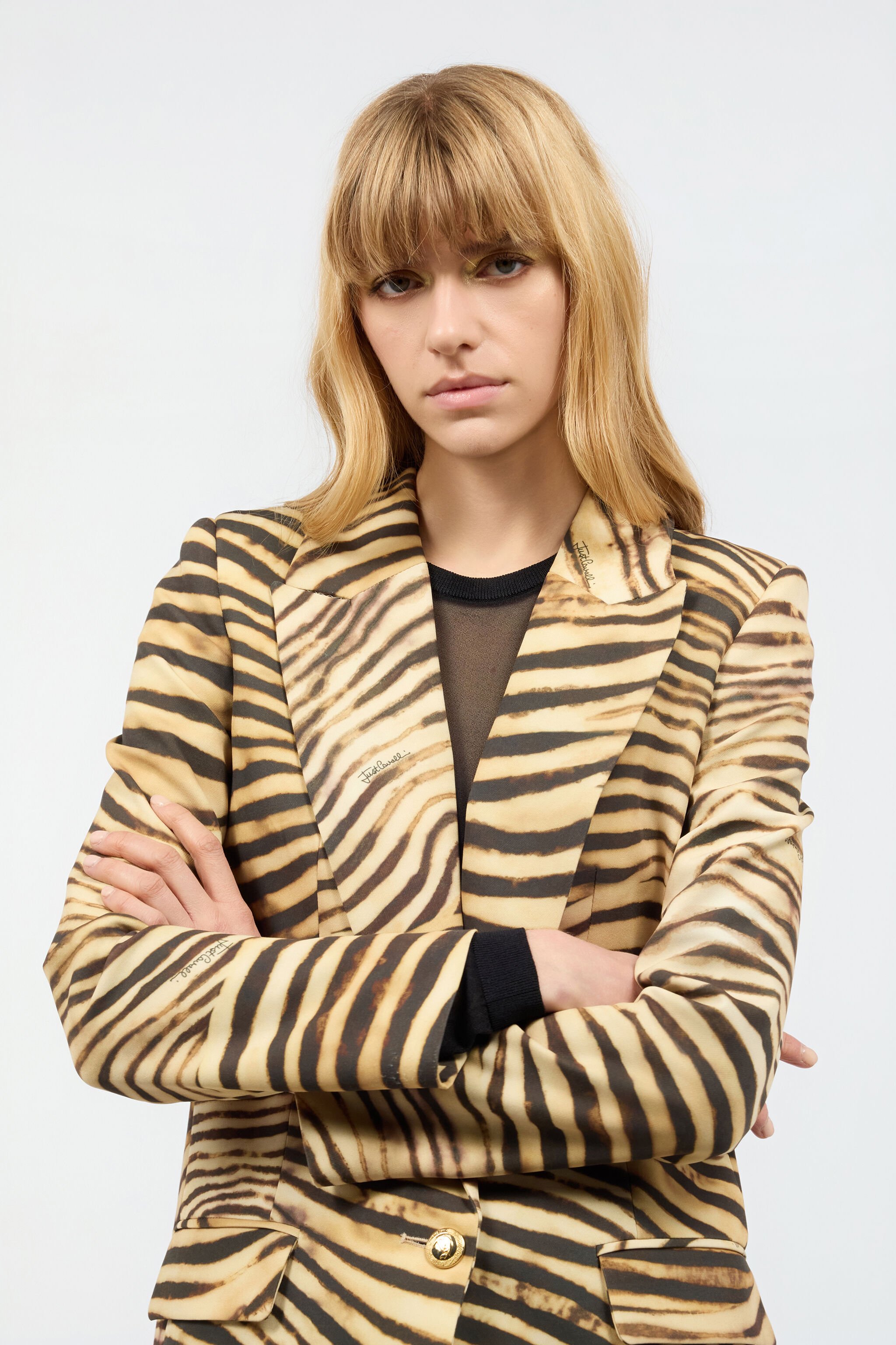 JC Chaqueta Con Estampado Tiger Skin Marrón claro UFT191-UF257