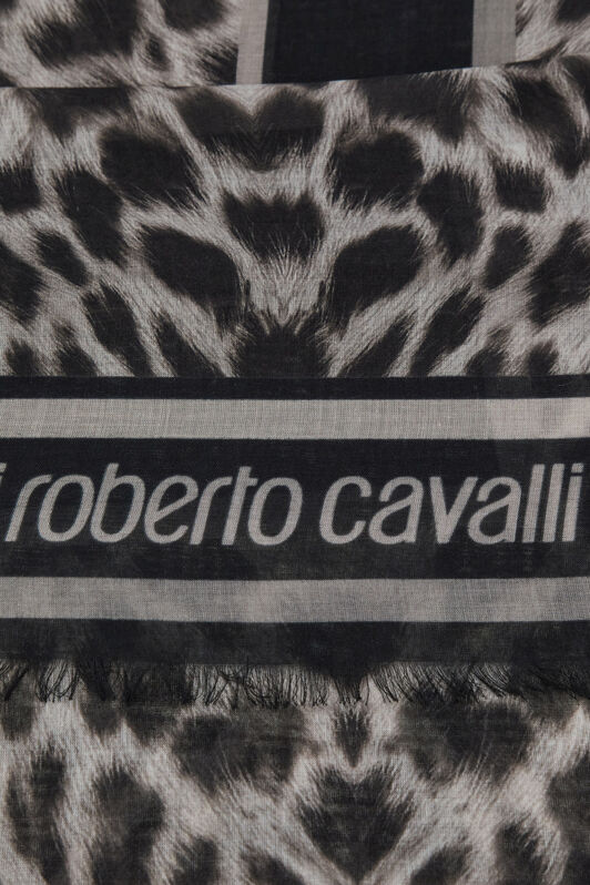 RC Roberto Cavalli shawl with Giaguaro Heritage print Dark gray SYI00B-OBL53