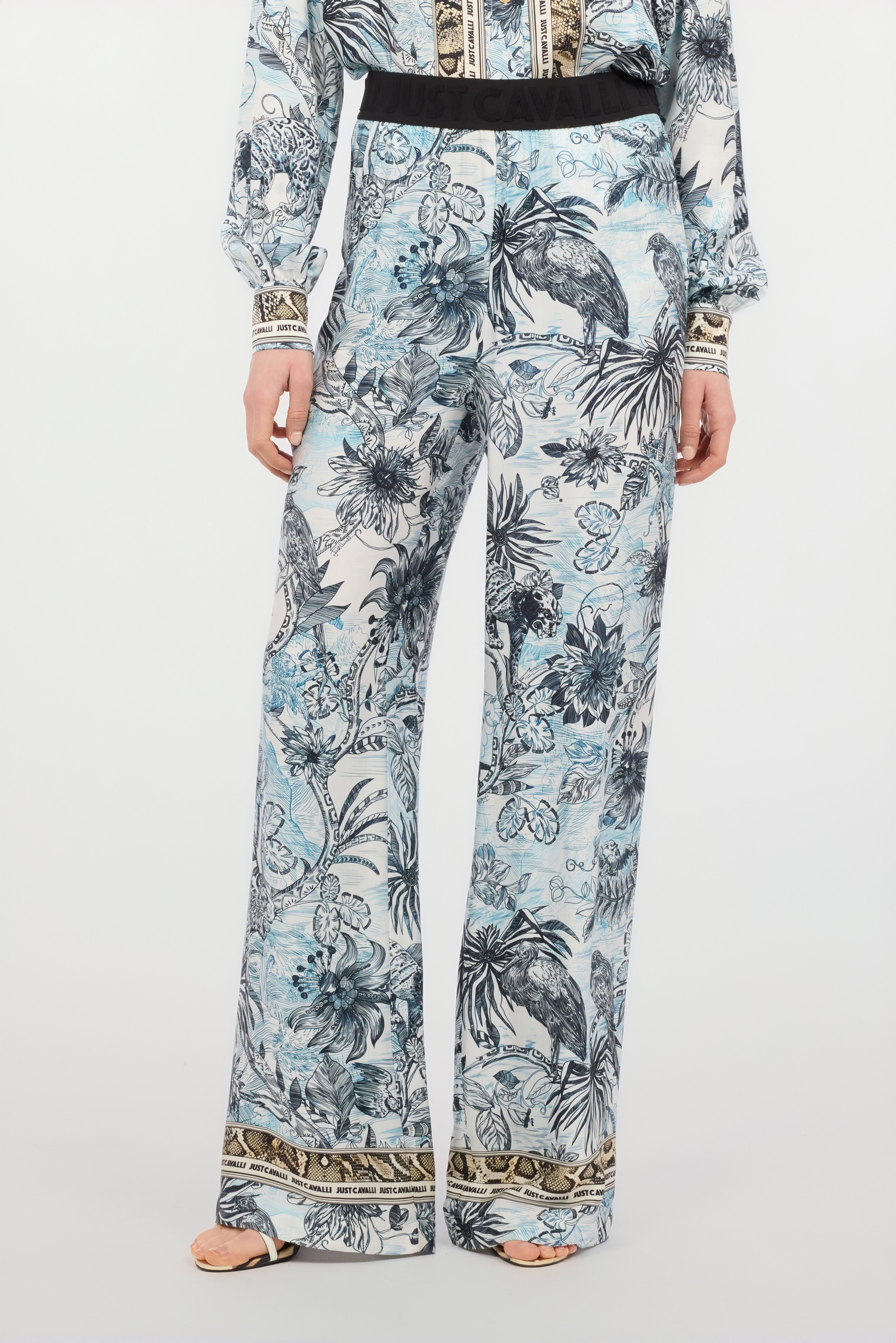 JC Pantalon Palazzo Imprimé Bleu clair UFT092-UF131