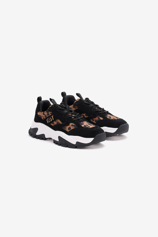 JC Sneakers Avec Empiècements Jaguar Skin Noir TFS042-TF362