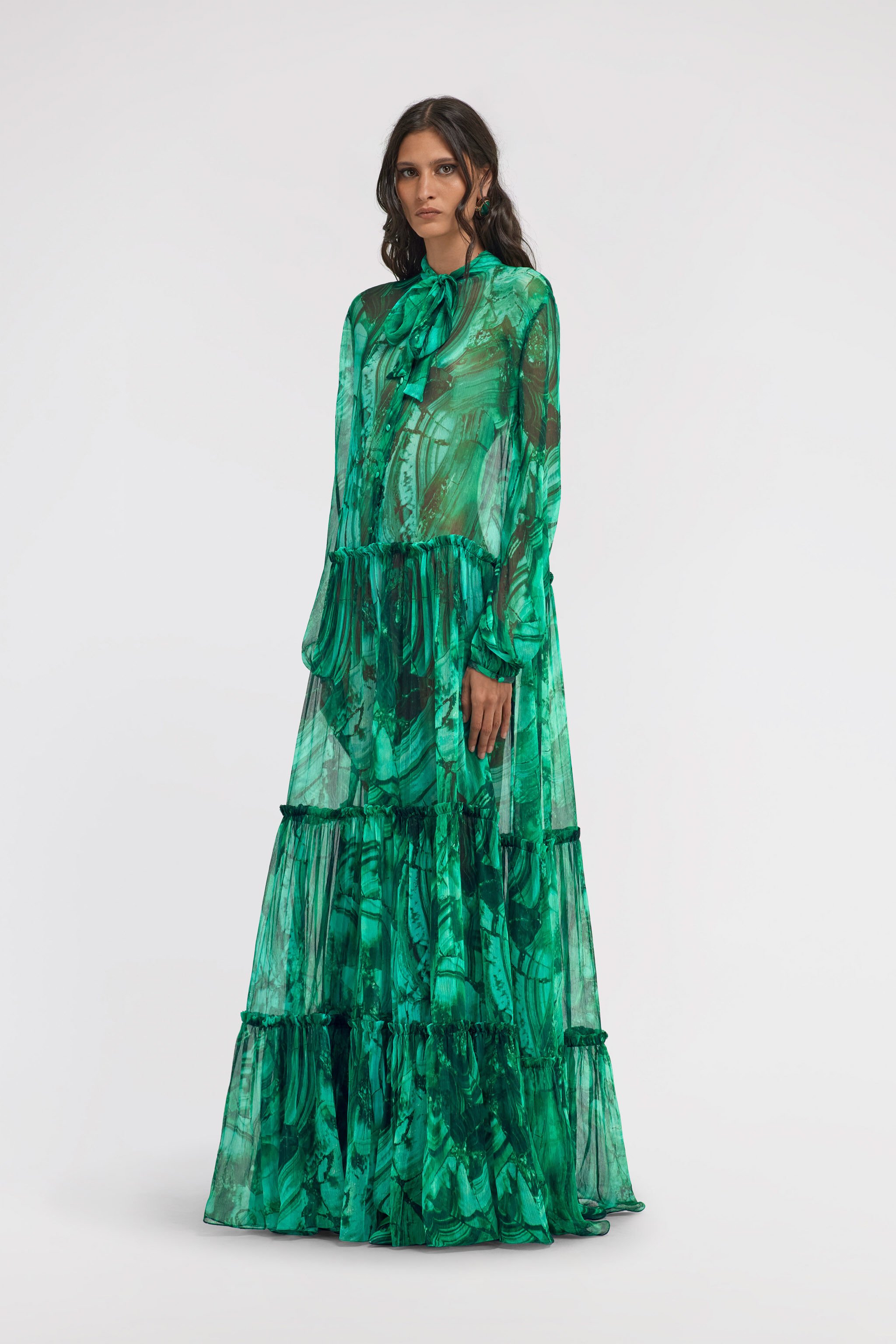 RC Maxikleid mit Malachite-Print Grün TKT146-CKN06