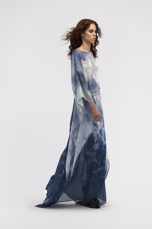 RC Long Printed Blue Dress Dunkelblau RWT180-CTI16
