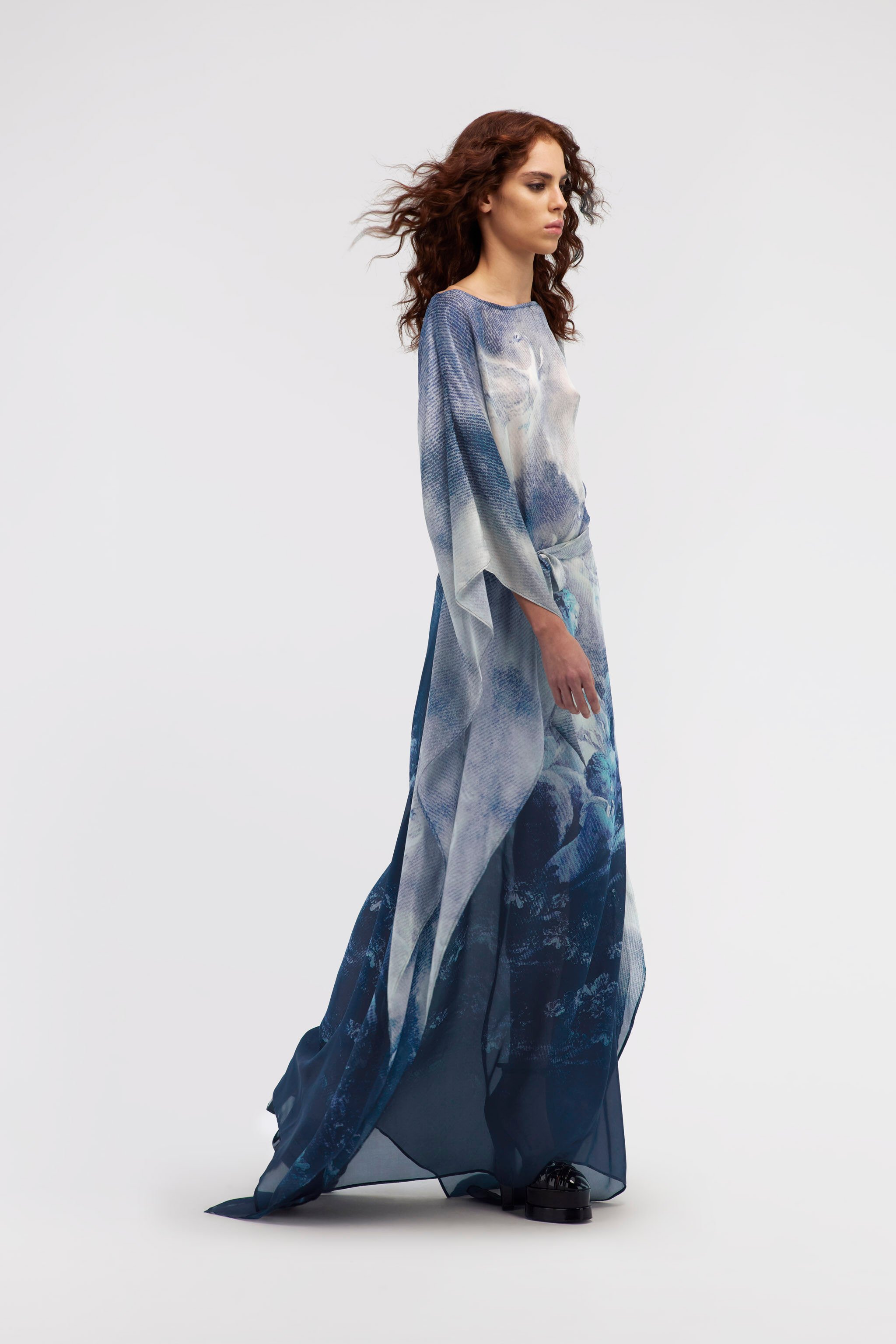 RC Long Printed Blue Dress Dunkelblau RWT180-CTI16