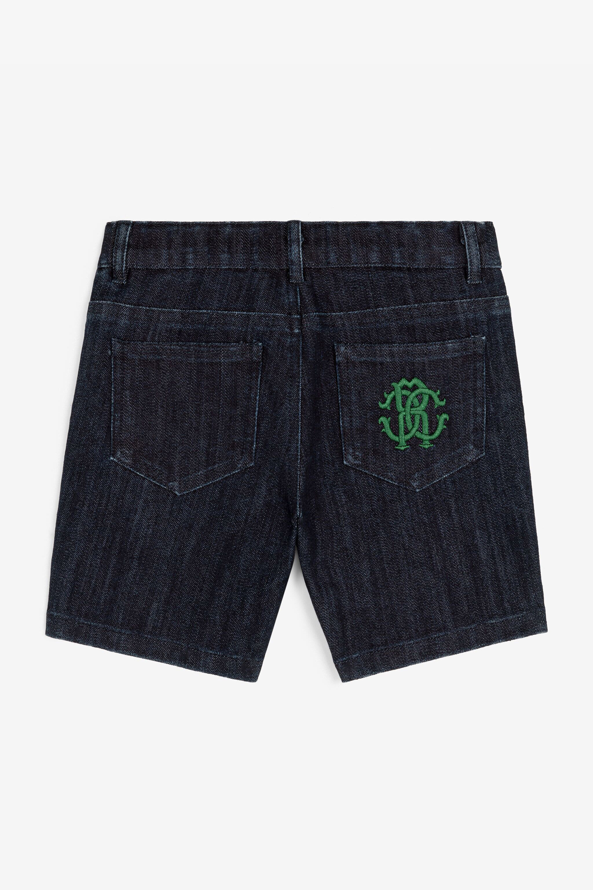 JU Shorts in denim con Monogram RC Blu scuro RJJ201-DS015