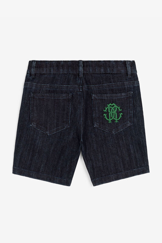 JU Shorts in denim con Monogram RC JU Shorts in denim con Monogram RC Blu scuro RJJ201-DS015