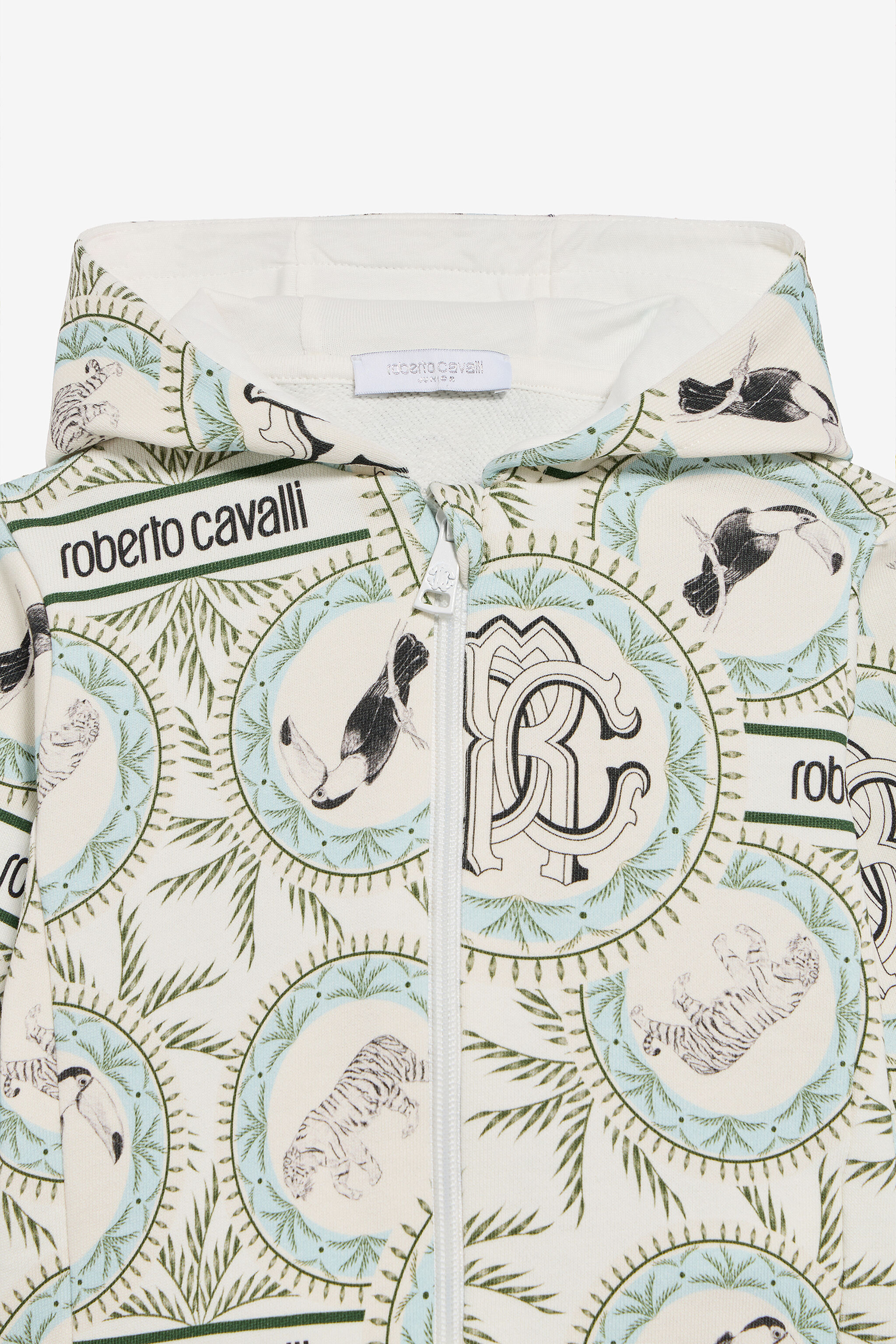 JU Kapuzenpullover Mit Maiolica-Print IVORY/LIGHT BLUE UJT692-5OO42