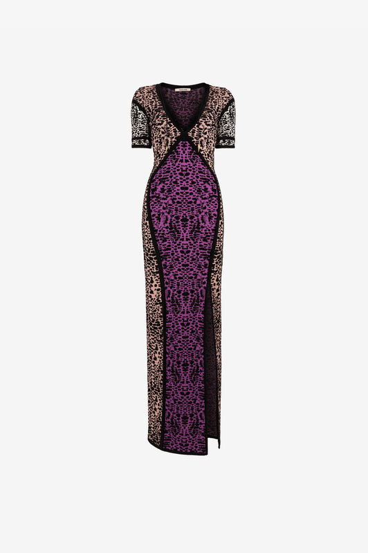 RC Animal print panelled maxi dress Purple QKM105-MI150