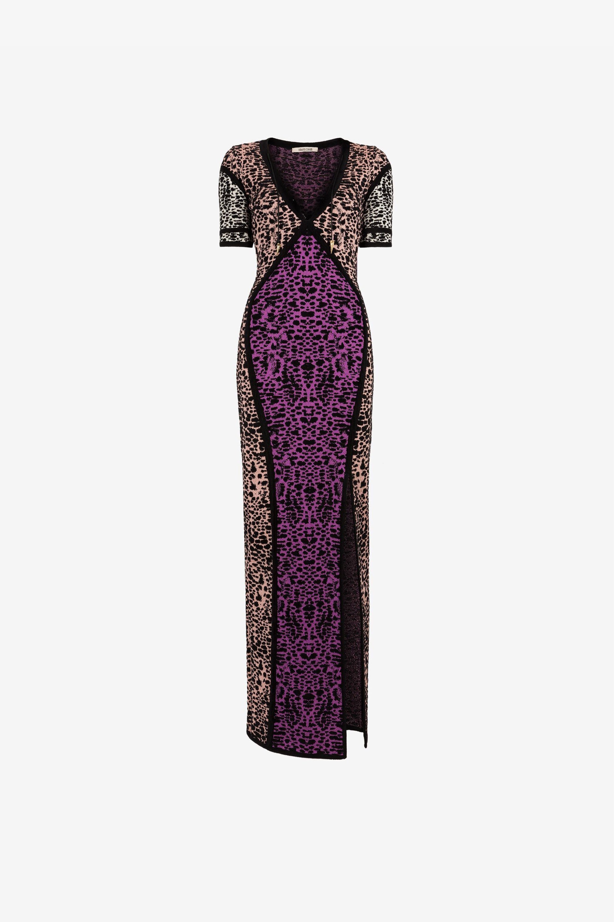 RC Animal print panelled maxi dress Purple QKM105-MI150