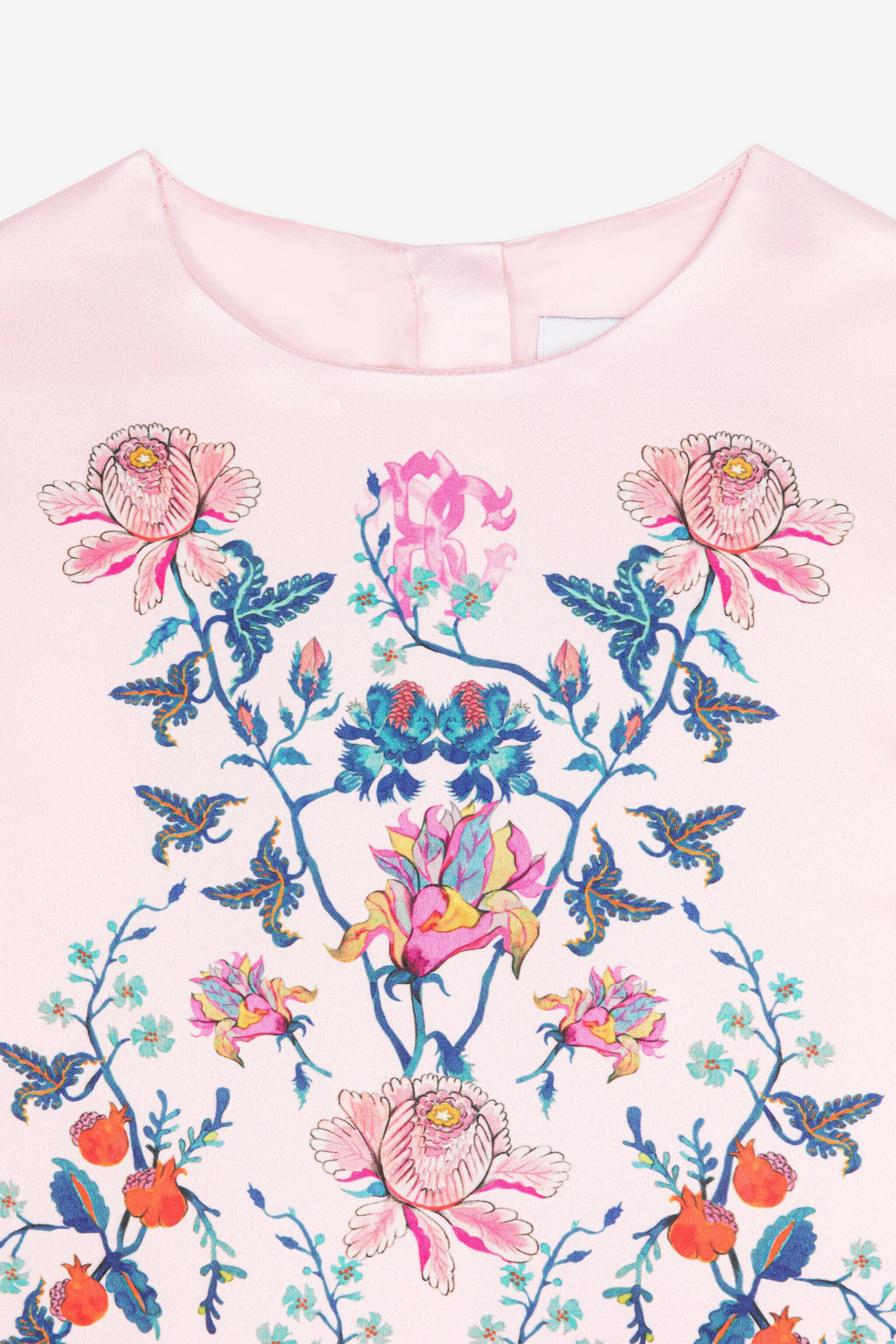 JU Floral-Print Silk Dress Pink RJT119-4G001