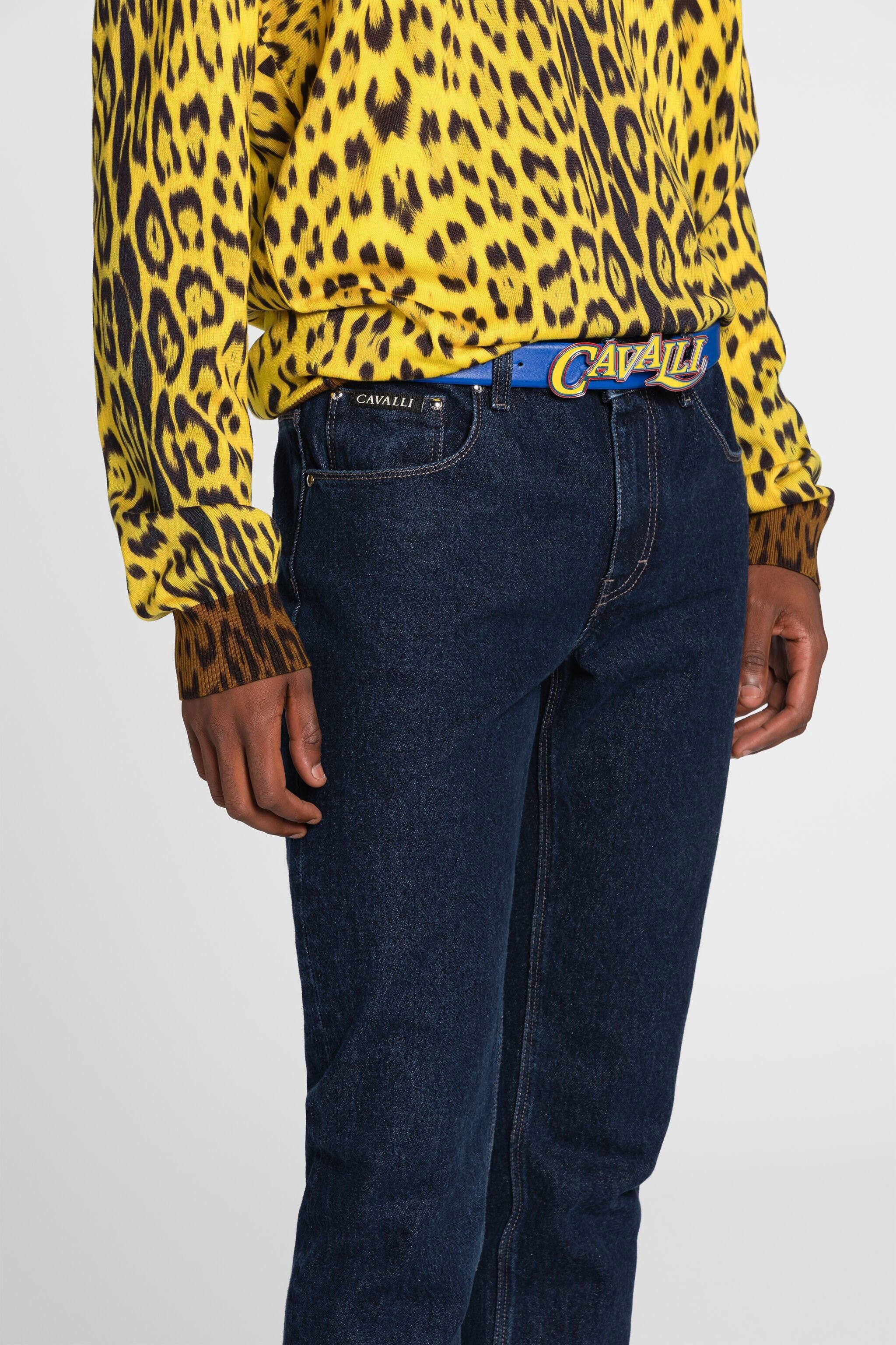 RC Jeans a gamba dritta con ricamo Animalier Patchwork Blu scuro QRJ203-DL007
