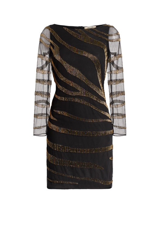 RC Robe à motif Zebra noir et doré RC Robe à motif Zebra noir et doré Noir/Or HQR197-RT020