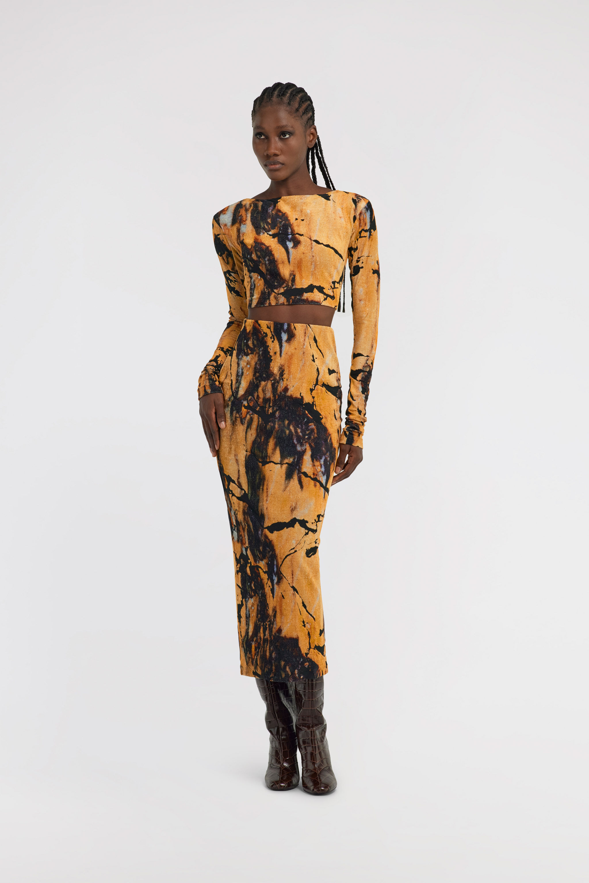 RC Marble Print Dress Gelb TWT115-CPN21