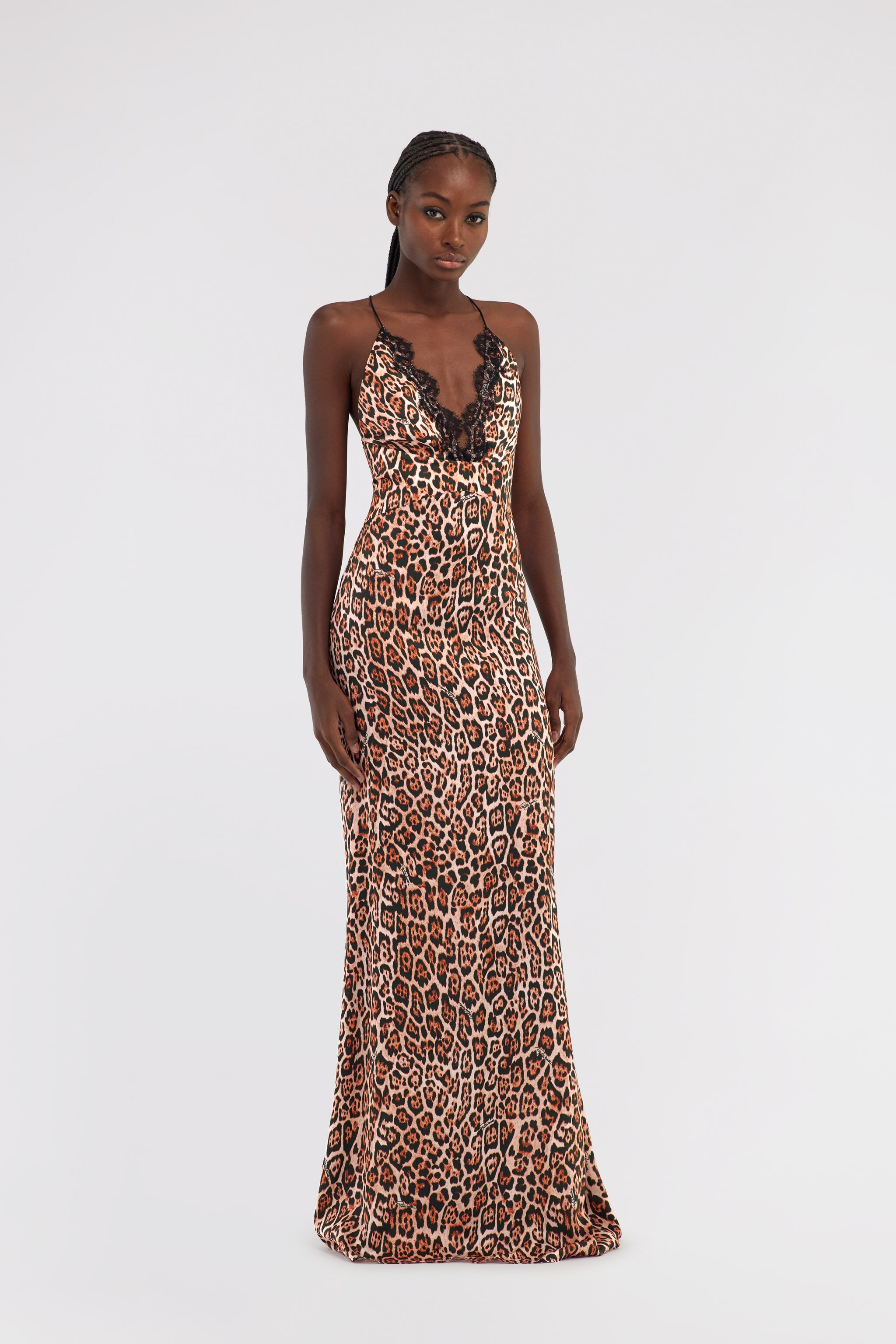 RC Slip dress with Leopard print Braun NOT10E-FXM81