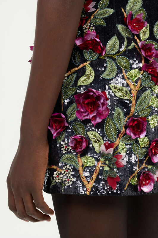 RC Black Miniskirt with Multicolor Embellishments Schwarz VWR310-OG012