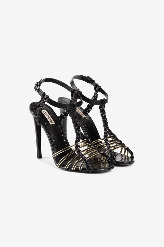 RC Snakeskin-print multi-strap sandals Black QKS018-PZI00