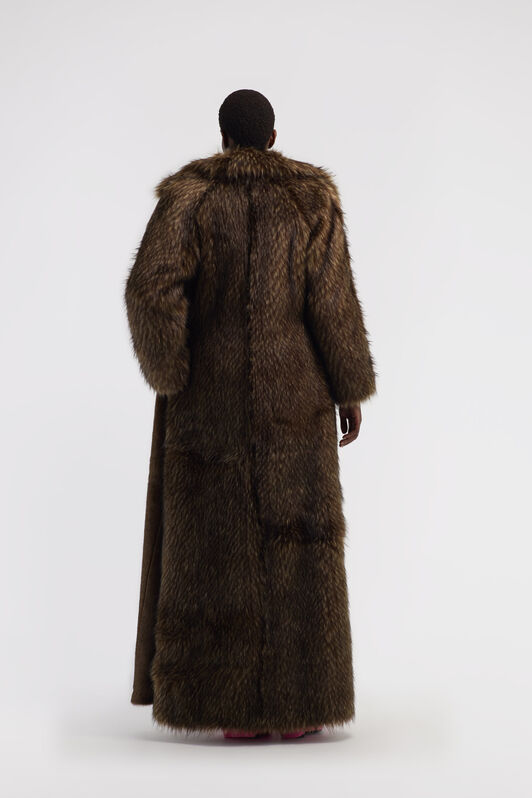 RC Faux fur with Leopard print interior Dark brown RWT502-FY037