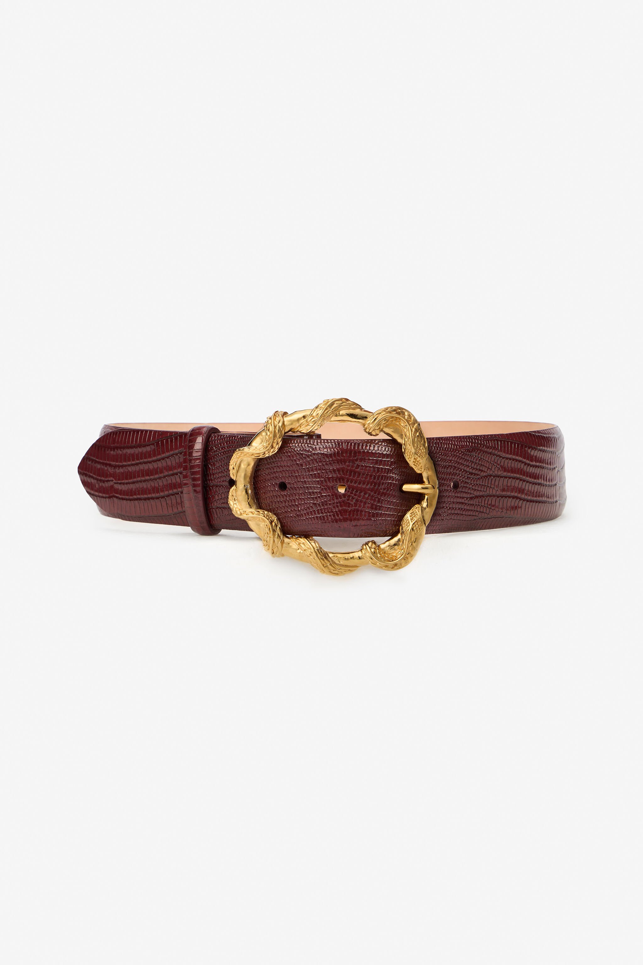 RC Bordeaux Belt with Cobra Print and Snake Buckle BORDEAUX VWC001-PZ119