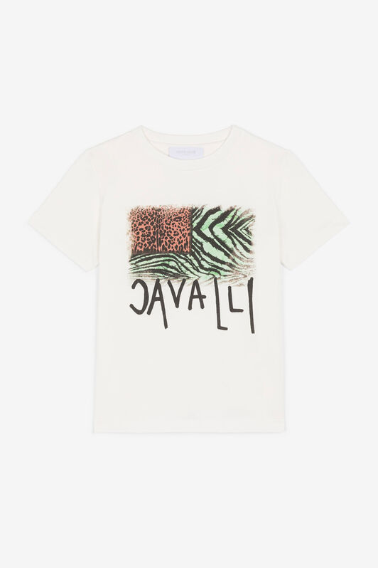 JU Animalier Patchwork-Print T-Shirt White OJT601-ISA2J