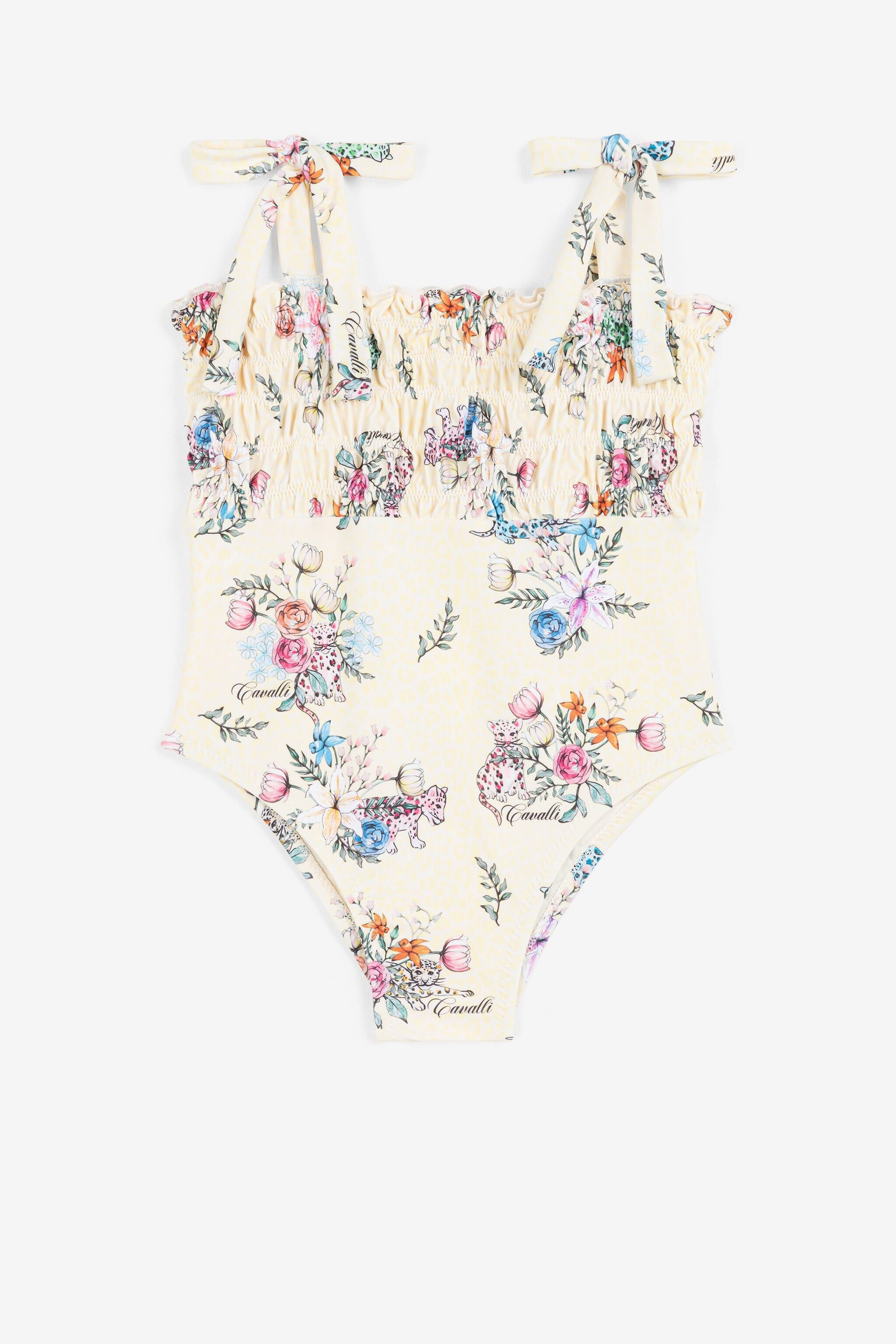 JU Badeanzug mit Jaguar und Blumen-Print Gelb QJW001-HVF61
