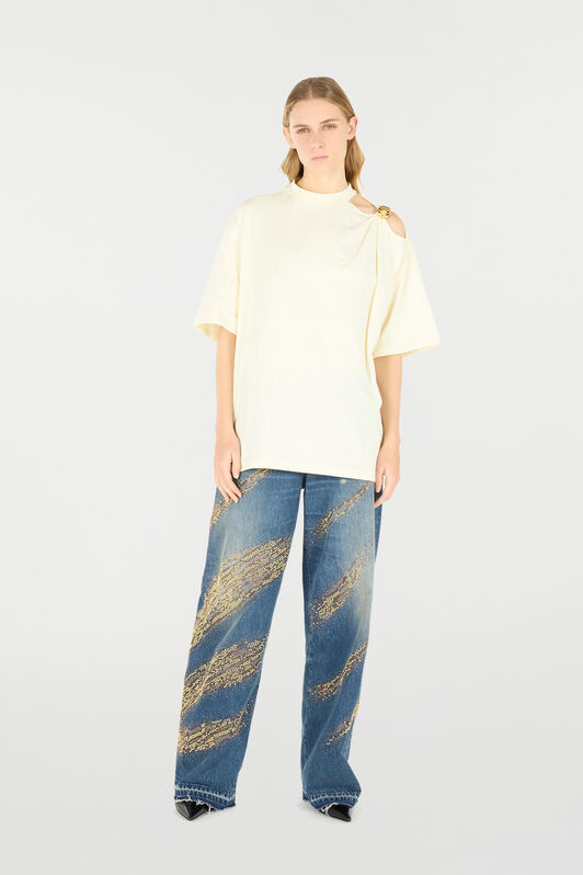 RC T-Shirt With Cut-Out And Tiger Head Ivory UKT63A-JD030