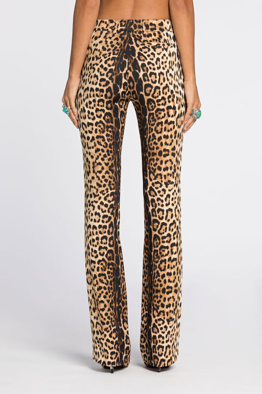 RC Leopard-Print Flared Trousers Light Brown RKT203-ORH26